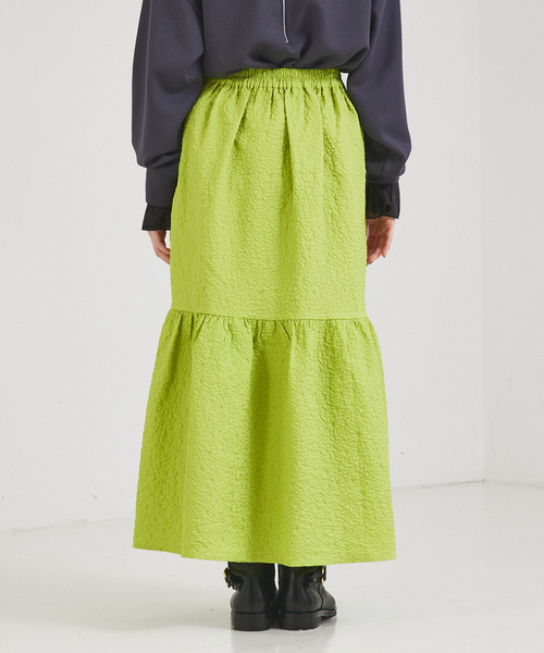 abahouse mavie（アバハウスマヴィ）の「エンボスティアードスカート（スカート・レディース・ブラック/ライム/アイボリー・36/38）」の10枚目の写真