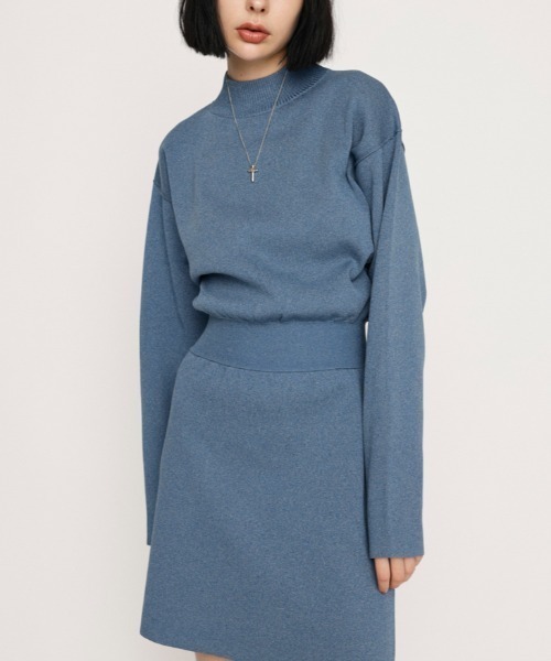 SLY（スライ）の「WAIST RIB POLY S/OP ウエスト リブ ポーリー ショート ワンピース ミニワンピ（ワンピース・レディース・ブラック/ブルー系その他/アイボリー・2/1）」の3枚目の写真