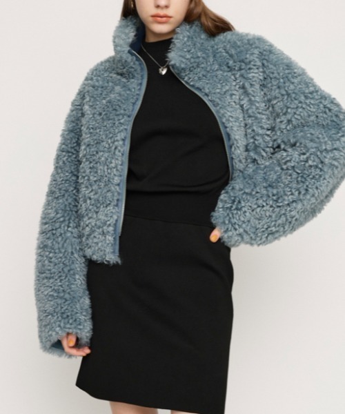 SLY（スライ）の「WAIST RIB POLY S/OP ウエスト リブ ポーリー ショート ワンピース ミニワンピ（ワンピース・レディース・ブラック/ブルー系その他/アイボリー・2/1）」の2枚目の写真