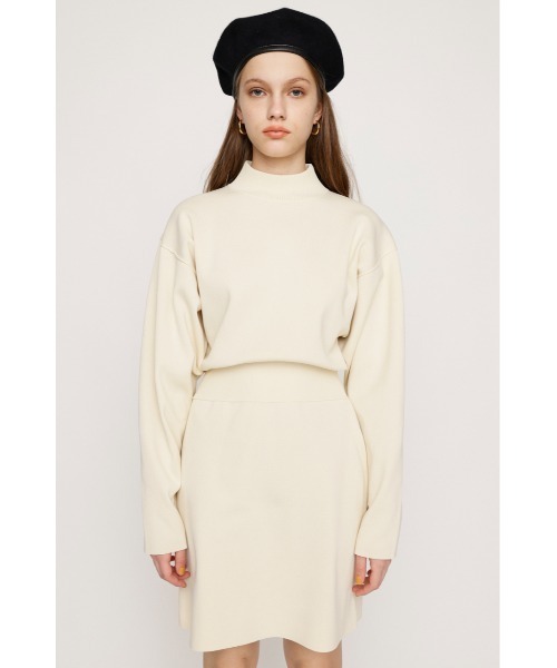 SLY（スライ）の「WAIST RIB POLY S/OP ウエスト リブ ポーリー ショート ワンピース ミニワンピ（ワンピース・レディース・ブラック/ブルー系その他/アイボリー・2/1）」の6枚目の写真