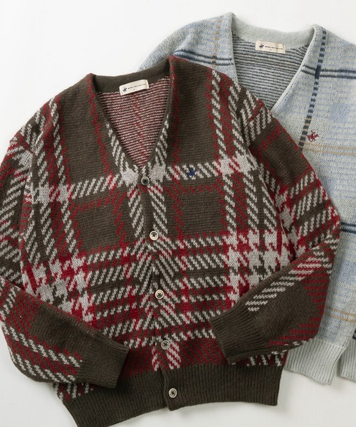 BEVERLY HILLS POLO CLUB（ビバリーヒルズポロクラブ）の「【BEVERLY HILLS POLO CLUB/ビバリーヒルズポロクラブ】無地＆チェック柄 ワンポイント刺繍デザイン モヘアタッチ ニットカーディガン/ ビッグシルエット（カーディガン/ボレロ・レディース・ブラック/ライトブルー/サックスブルー/ライトグリーン/レッド/ダークブラウン/マスタード/モカ/ラベンダー/ダークブルー・M/L/XL）」の3枚目の写真