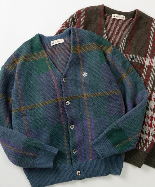 BEVERLY HILLS POLO CLUB（ビバリーヒルズポロクラブ）の「【BEVERLY HILLS POLO CLUB/ビバリーヒルズポロクラブ】無地＆チェック柄 ワンポイント刺繍デザイン モヘアタッチ ニットカーディガン/ ビッグシルエット（カーディガン/ボレロ・レディース・ブラック/ライトブルー/サックスブルー/ライトグリーン/レッド/ダークブラウン/マスタード/モカ/ラベンダー/ダークブルー・M/L/XL）」の8枚目の写真