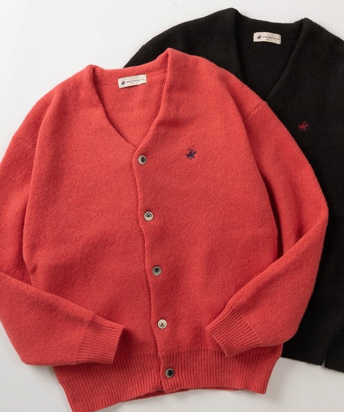 BEVERLY HILLS POLO CLUB（ビバリーヒルズポロクラブ）の「【BEVERLY HILLS POLO CLUB/ビバリーヒルズポロクラブ】無地＆チェック柄 ワンポイント刺繍デザイン モヘアタッチ ニットカーディガン/ ビッグシルエット（カーディガン/ボレロ・レディース・ブラック/ライトブルー/サックスブルー/ライトグリーン/レッド/ダークブラウン/マスタード/モカ/ラベンダー/ダークブルー・M/L/XL）」の10枚目の写真