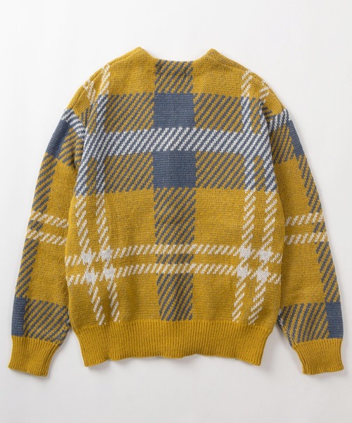 BEVERLY HILLS POLO CLUB（ビバリーヒルズポロクラブ）の「【BEVERLY HILLS POLO CLUB/ビバリーヒルズポロクラブ】無地＆チェック柄 ワンポイント刺繍デザイン モヘアタッチ ニットカーディガン/ ビッグシルエット（カーディガン/ボレロ・レディース・ブラック/ライトブルー/サックスブルー/ライトグリーン/レッド/ダークブラウン/マスタード/モカ/ラベンダー/ダークブルー・M/L/XL）」の13枚目の写真