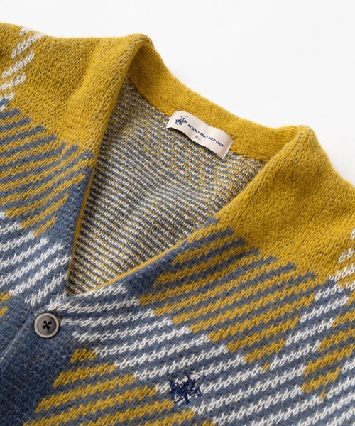 BEVERLY HILLS POLO CLUB（ビバリーヒルズポロクラブ）の「【BEVERLY HILLS POLO CLUB/ビバリーヒルズポロクラブ】無地＆チェック柄 ワンポイント刺繍デザイン モヘアタッチ ニットカーディガン/ ビッグシルエット（カーディガン/ボレロ・レディース・ブラック/ライトブルー/サックスブルー/ライトグリーン/レッド/ダークブラウン/マスタード/モカ/ラベンダー/ダークブルー・M/L/XL）」の21枚目の写真