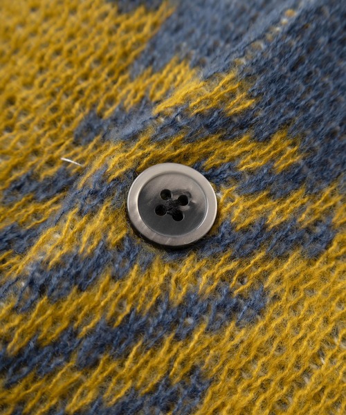 BEVERLY HILLS POLO CLUB（ビバリーヒルズポロクラブ）の「【BEVERLY HILLS POLO CLUB/ビバリーヒルズポロクラブ】無地＆チェック柄 ワンポイント刺繍デザイン モヘアタッチ ニットカーディガン/ ビッグシルエット（カーディガン/ボレロ・レディース・ブラック/ライトブルー/サックスブルー/ライトグリーン/レッド/ダークブラウン/マスタード/モカ/ラベンダー/ダークブルー・M/L/XL）」の15枚目の写真