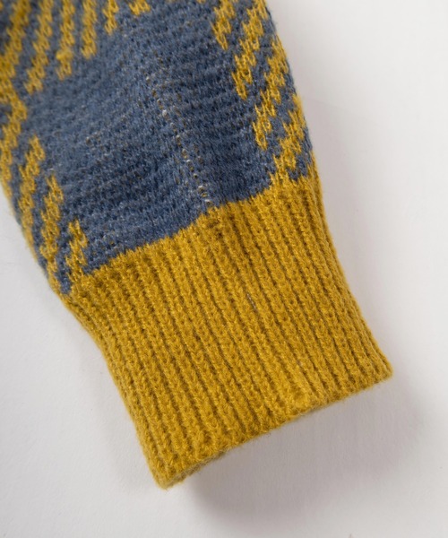 BEVERLY HILLS POLO CLUB（ビバリーヒルズポロクラブ）の「【BEVERLY HILLS POLO CLUB/ビバリーヒルズポロクラブ】無地＆チェック柄 ワンポイント刺繍デザイン モヘアタッチ ニットカーディガン/ ビッグシルエット（カーディガン/ボレロ・レディース・ブラック/ライトブルー/サックスブルー/ライトグリーン/レッド/ダークブラウン/マスタード/モカ/ラベンダー/ダークブルー・M/L/XL）」の16枚目の写真