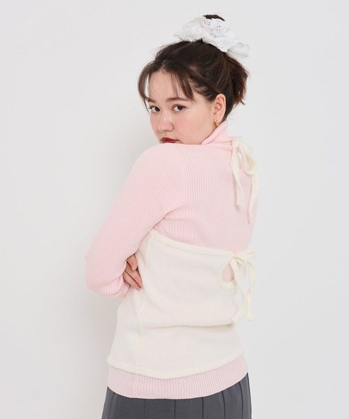 TINA:JOJUN(ティーナジョジュン)の「ホルターネック カットソー TINA:JOJUN(その他トップス・レディース・ホワイト/サックスブルー・M)」の5枚目の写真