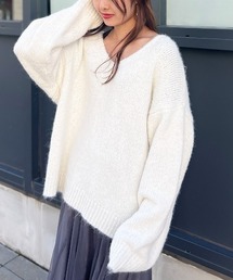 Rouge vif | 【一部店舗限定】ブークレーVネックニット(ニット/セーター)