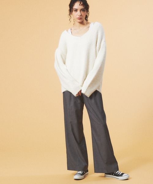 Rouge vif（ルージュヴィフ）の「【一部店舗限定】ブークレーVネックニット（ニット/セーター・レディース・ベージュ/ホワイト/ピンク・フリー）」の16枚目の写真