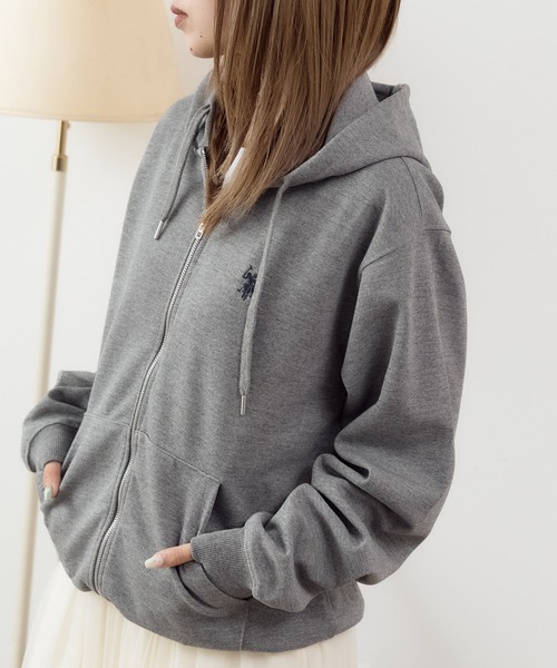 U.S. POLO ASSN.(ユーエスポロアッスン)の「ROOPTOKYO別注 U.S. POLO ASSN./ユーエスポロアッスン ワンポイントポニー刺繍 フルジップアップパーカーセットアップ可能(パーカー・レディース・杢グレー/ネイビー/ブラック・L/M/LL)」の17枚目の写真