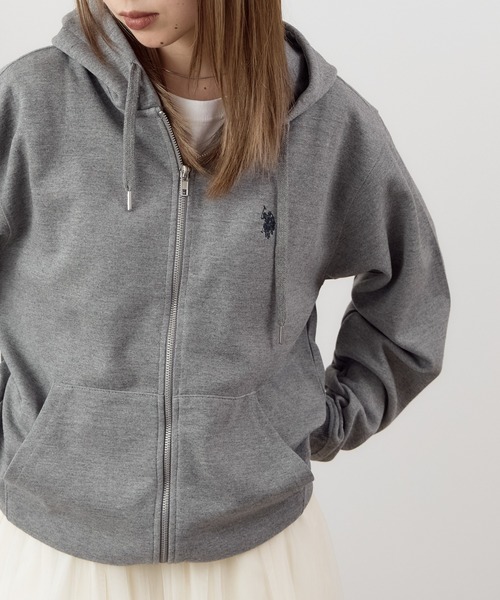 U.S. POLO ASSN.(ユーエスポロアッスン)の「ROOPTOKYO別注 U.S. POLO ASSN./ユーエスポロアッスン ワンポイントポニー刺繍 フルジップアップパーカーセットアップ可能(パーカー・レディース・杢グレー/ネイビー/ブラック・L/M/LL)」の18枚目の写真