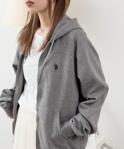 U.S. POLO ASSN.(ユーエスポロアッスン)の「ROOPTOKYO別注 U.S. POLO ASSN./ユーエスポロアッスン ワンポイントポニー刺繍 フルジップアップパーカーセットアップ可能(パーカー・レディース・杢グレー/ネイビー/ブラック・L/M/LL)」の19枚目の写真