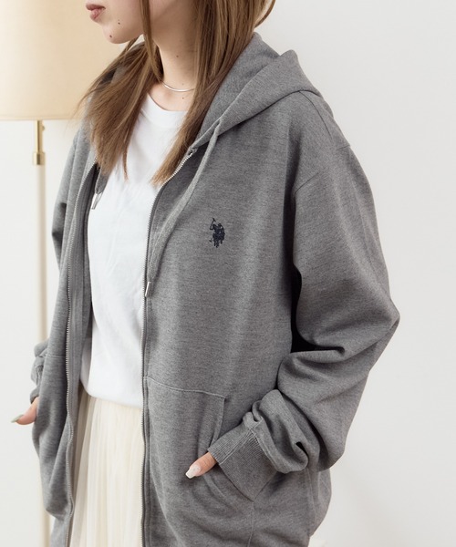 U.S. POLO ASSN.(ユーエスポロアッスン)の「ROOPTOKYO別注 U.S. POLO ASSN./ユーエスポロアッスン ワンポイントポニー刺繍 フルジップアップパーカーセットアップ可能(パーカー・レディース・杢グレー/ネイビー/ブラック・L/M/LL)」の20枚目の写真