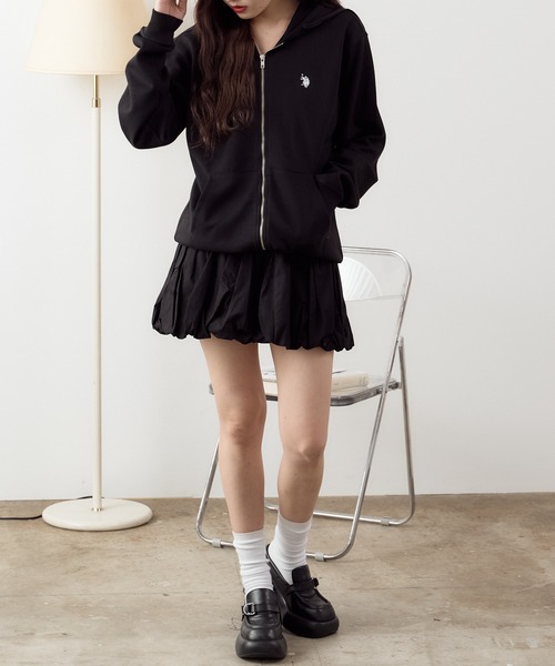 U.S. POLO ASSN.(ユーエスポロアッスン)の「ROOPTOKYO別注 U.S. POLO ASSN./ユーエスポロアッスン ワンポイントポニー刺繍 フルジップアップパーカーセットアップ可能(パーカー・レディース・杢グレー/ネイビー/ブラック・L/M/LL)」の15枚目の写真