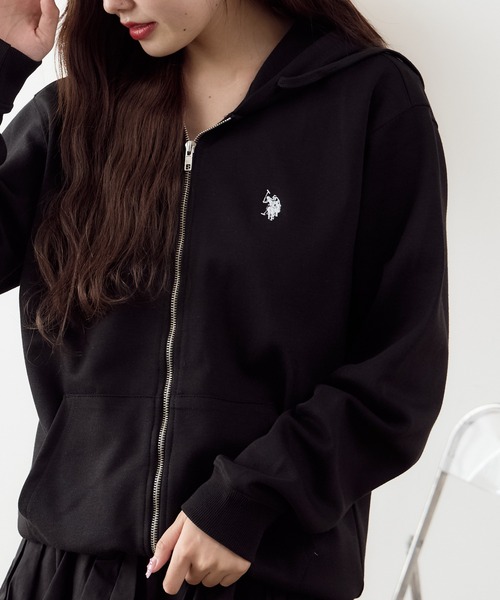 U.S. POLO ASSN.(ユーエスポロアッスン)の「ROOPTOKYO別注 U.S. POLO ASSN./ユーエスポロアッスン ワンポイントポニー刺繍 フルジップアップパーカーセットアップ可能(パーカー・レディース・杢グレー/ネイビー/ブラック・L/M/LL)」の14枚目の写真