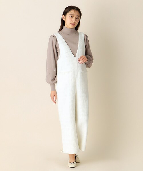 index（インデックス）の「◆ミックスツイードサロペット【洗濯機洗い可】（サロペット/オーバーオール・レディース・アイボリー系3/ブラック系3・38/36/40）」の3枚目の写真