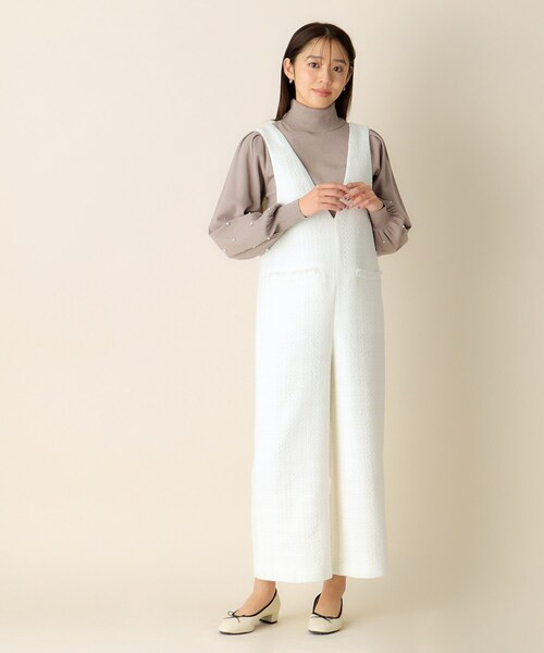 index（インデックス）の「◆ミックスツイードサロペット【洗濯機洗い可】（サロペット/オーバーオール・レディース・アイボリー系3/ブラック系3・38/36/40）」の4枚目の写真