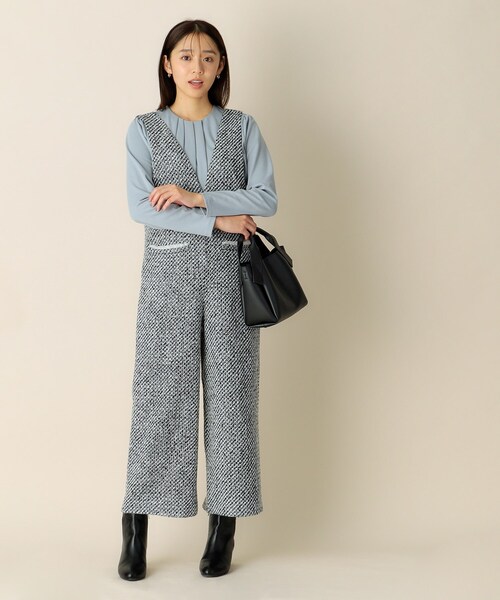 index（インデックス）の「◆ミックスツイードサロペット【洗濯機洗い可】（サロペット/オーバーオール・レディース・アイボリー系3/ブラック系3・38/36/40）」の6枚目の写真