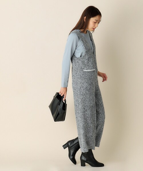 index（インデックス）の「◆ミックスツイードサロペット【洗濯機洗い可】（サロペット/オーバーオール・レディース・アイボリー系3/ブラック系3・38/36/40）」の7枚目の写真