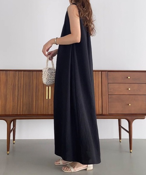 FILLOU（FILLOU）の「ショルダーリボンフレアワンピース（ワンピース・レディース・モカ/アイボリー/ブラック・X-LARGE/LARGE/MEDIUM）」の7枚目の写真