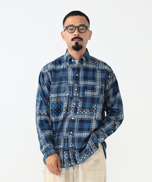 BEAMS PLUS（ビームスプラス）の「インディゴ プラッド ディスチャージプリント ボタンダウンシャツ クラシック フィット（シャツ/ブラウス・メンズ・インディゴブルー・M/S/XL/L）」の4枚目の写真