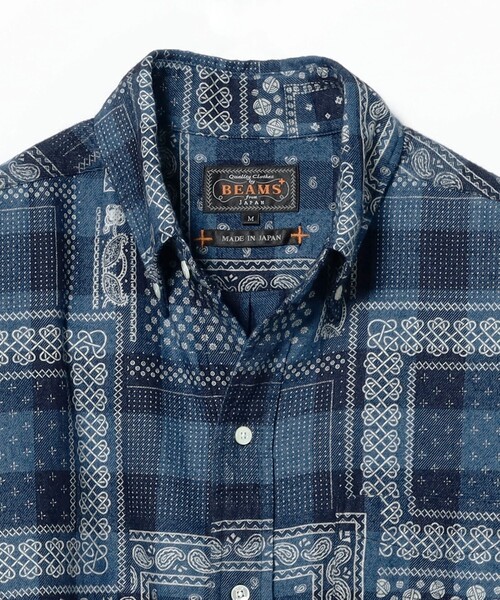 BEAMS PLUS（ビームスプラス）の「インディゴ プラッド ディスチャージプリント ボタンダウンシャツ クラシック フィット（シャツ/ブラウス・メンズ・インディゴブルー・M/S/XL/L）」の7枚目の写真