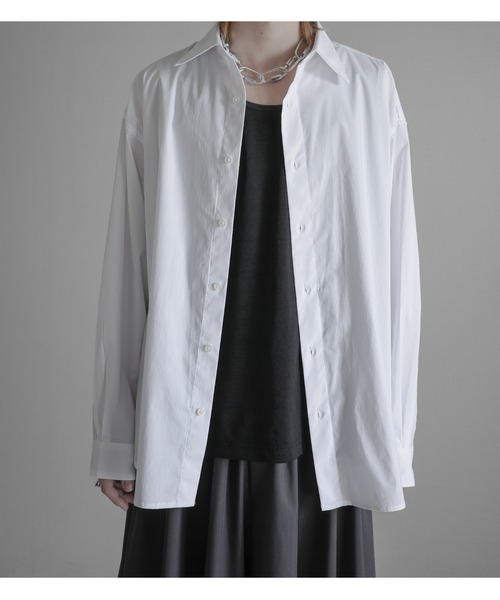 KUUUPY（クーピー）の「T/C Broad Loose Shirt - T/Cブロードルーズシャツ（シャツ/ブラウス・メンズ・ホワイト/ブルー・MEDIUM/SMALL/LARGE）」の2枚目の写真