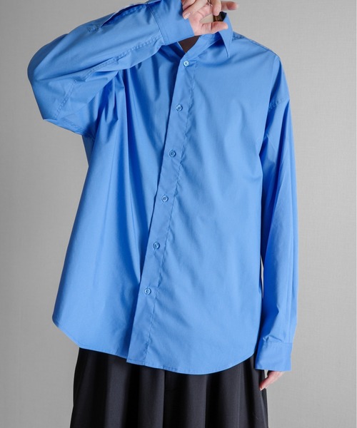 新品LE PHIL TCブロードオープンショルダーシャツ ブルー T/C Broad Loose Shirt - T/Cブロードルーズシャツ（シャツ