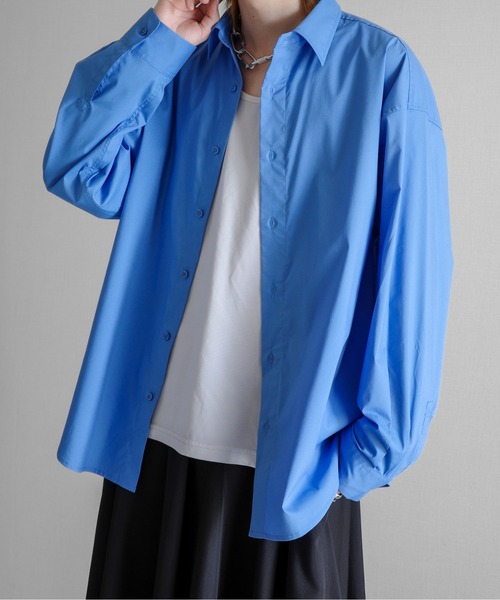KUUUPY（クーピー）の「T/C Broad Loose Shirt - T/Cブロードルーズシャツ（シャツ/ブラウス・メンズ・ホワイト/ブルー・MEDIUM/SMALL/LARGE）」の13枚目の写真