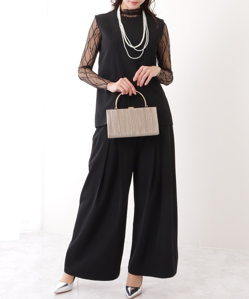 Lace Ladies(レースレディース)の「ハンドル付き スクエア プリーツ パーティー バッグ(クラッチバッグ・レディース・グレイッシュベージュ/アイボリー/ブラック/グレー・FREE)」の22枚目の写真