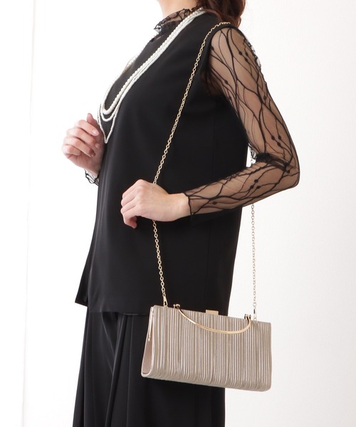 Lace Ladies(レースレディース)の「ハンドル付き スクエア プリーツ パーティー バッグ(クラッチバッグ・レディース・グレイッシュベージュ/アイボリー/ブラック/グレー・FREE)」の15枚目の写真