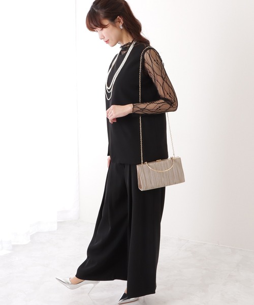 Lace Ladies(レースレディース)の「ハンドル付き スクエア プリーツ パーティー バッグ(クラッチバッグ・レディース・グレイッシュベージュ/アイボリー/ブラック/グレー・FREE)」の16枚目の写真