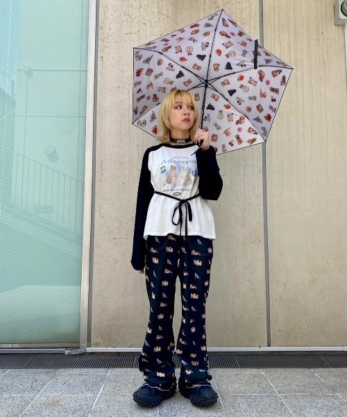 Candy Stripper(キャンディストリッパー)の「CAT&DOG STICKERS FOLDING アンブレラ(折りたたみ傘・レディース・ブラック×ホワイト・FREE)」の12枚目の写真