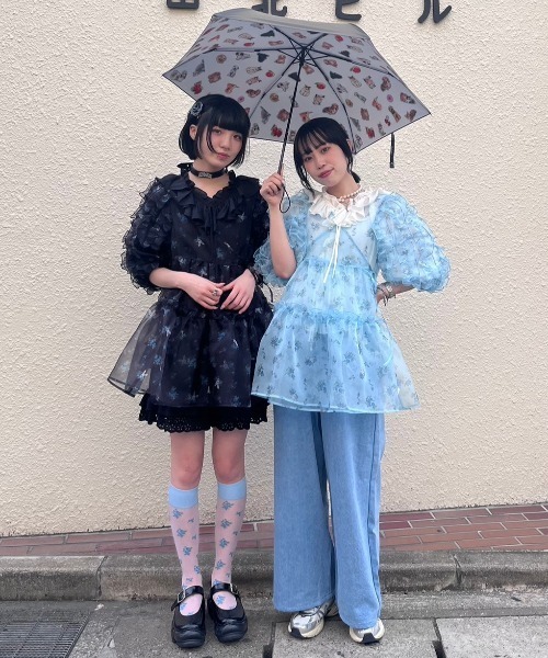 Candy Stripper(キャンディストリッパー)の「CAT&DOG STICKERS FOLDING アンブレラ(折りたたみ傘・レディース・ブラック×ホワイト・FREE)」の18枚目の写真