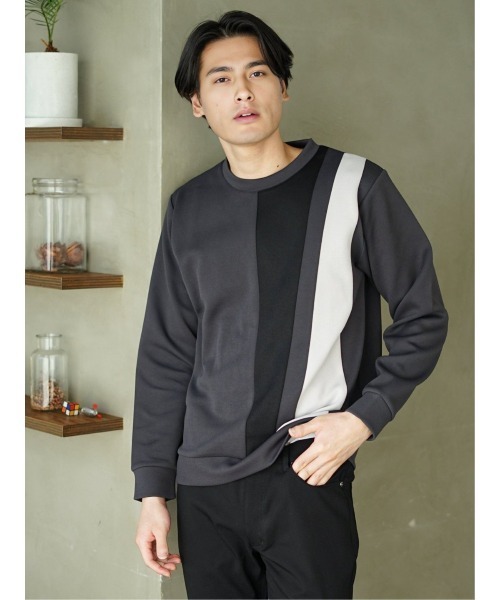 TAKA-Q(タカキュー)の「タカキュー SOFT CUSHION 切替 クルーネックプルオーバー(Tシャツ/カットソー・メンズ・ホワイト/グレー系その他2・X-LARGE/LARGE/MEDIUM)」の2枚目の写真