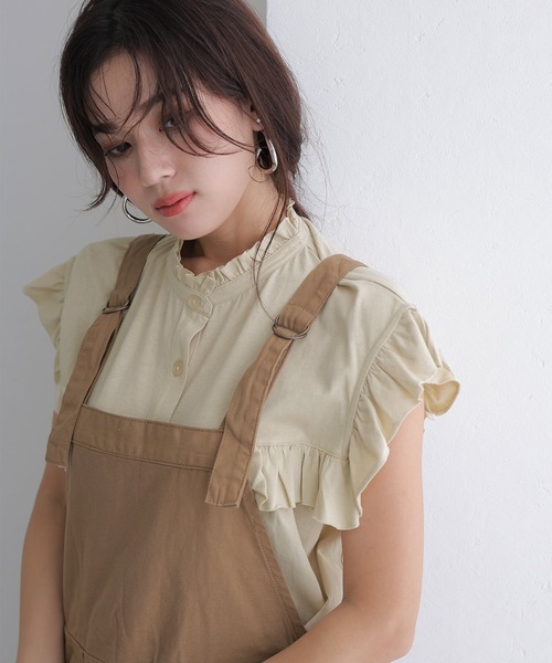 ElegChic(エレグシック)の「前後2WAYフリルブラウス(シャツ/ブラウス・レディース・ベージュ/ブラック/カーキ/ピンク系その他/ホワイト・M/XL/4L)」の3枚目の写真