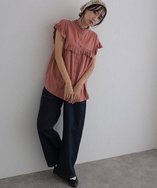 ElegChic(エレグシック)の「前後2WAYフリルブラウス(シャツ/ブラウス・レディース・ベージュ/ブラック/カーキ/ピンク系その他/ホワイト・M/XL/4L)」の5枚目の写真