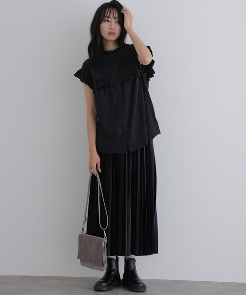 ElegChic(エレグシック)の「前後2WAYフリルブラウス(シャツ/ブラウス・レディース・ベージュ/ブラック/カーキ/ピンク系その他/ホワイト・M/XL/4L)」の1枚目の写真