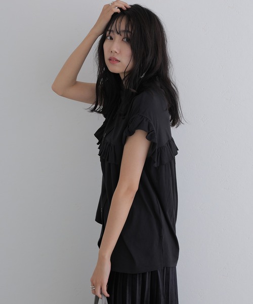 ElegChic(エレグシック)の「前後2WAYフリルブラウス(シャツ/ブラウス・レディース・ベージュ/ブラック/カーキ/ピンク系その他/ホワイト・M/XL/4L)」の7枚目の写真