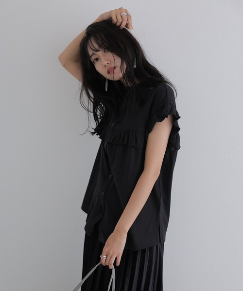 ElegChic(エレグシック)の「前後2WAYフリルブラウス(シャツ/ブラウス・レディース・ベージュ/ブラック/カーキ/ピンク系その他/ホワイト・M/XL/4L)」の9枚目の写真