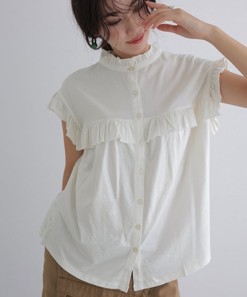 ElegChic(エレグシック)の「前後2WAYフリルブラウス(シャツ/ブラウス・レディース・ベージュ/ブラック/カーキ/ピンク系その他/ホワイト・M/XL/4L)」の15枚目の写真