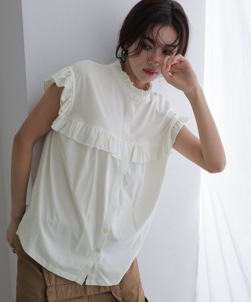 ElegChic(エレグシック)の「前後2WAYフリルブラウス(シャツ/ブラウス・レディース・ベージュ/ブラック/カーキ/ピンク系その他/ホワイト・M/XL/4L)」の16枚目の写真
