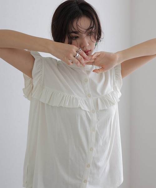ElegChic(エレグシック)の「前後2WAYフリルブラウス(シャツ/ブラウス・レディース・ベージュ/ブラック/カーキ/ピンク系その他/ホワイト・M/XL/4L)」の17枚目の写真