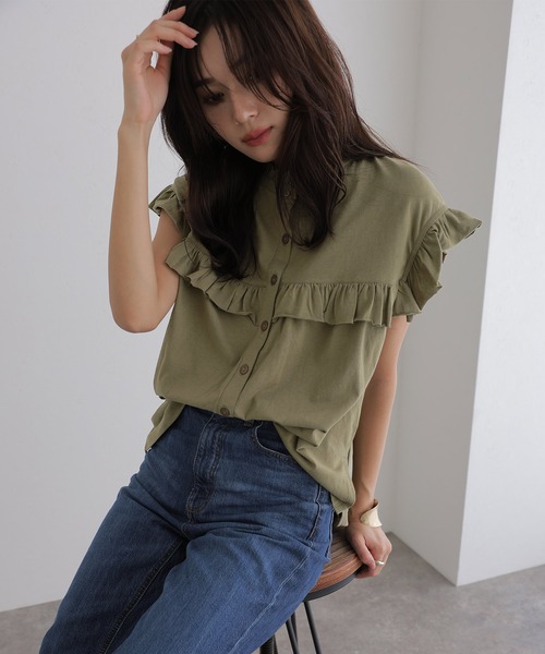 ElegChic(エレグシック)の「前後2WAYフリルブラウス(シャツ/ブラウス・レディース・ベージュ/ブラック/カーキ/ピンク系その他/ホワイト・M/XL/4L)」の19枚目の写真