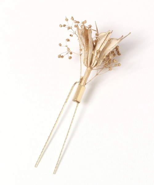 GLOBAL WORK（グローバルワーク）の「MADE IN JAPANドライフラワー3本セットピン/993093（ヘアピン・レディース・ホワイト/グレー/ベージュ・ONE SIZE）」の4枚目の写真