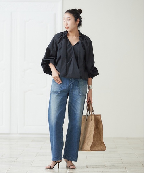 人気 25SS ジャーナルスタンダードレサージュ デニム リボン ブラウス 人気 25SS ジャーナルスタンダードレサージュ デニム リボン ブラウス