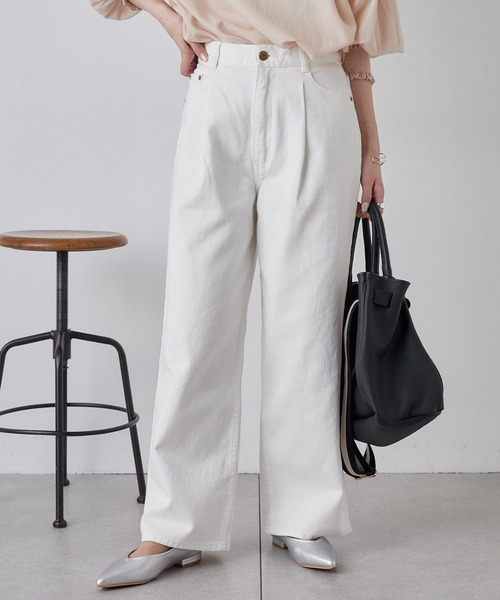PUAL CE CIN（ピュアルセシン）の「ワンタックワイドパンツ（その他パンツ・レディース・ブラック/オフホワイト/ナチュラル・SMALL/MEDIUM）」の6枚目の写真