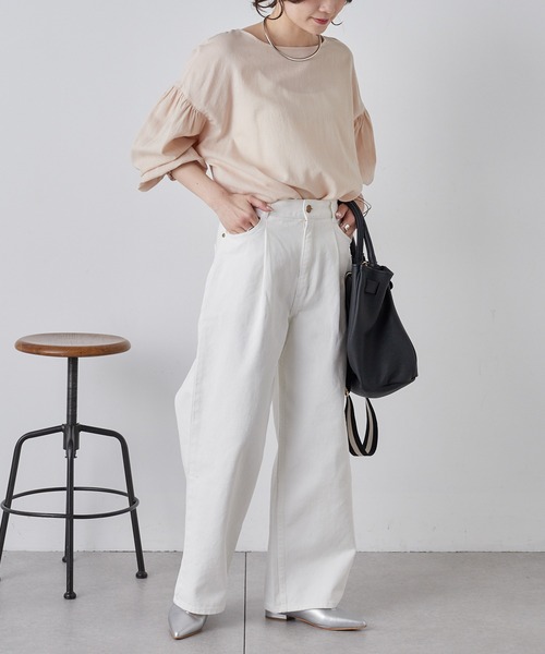 PUAL CE CIN（ピュアルセシン）の「ワンタックワイドパンツ（その他パンツ・レディース・ブラック/オフホワイト/ナチュラル・SMALL/MEDIUM）」の10枚目の写真