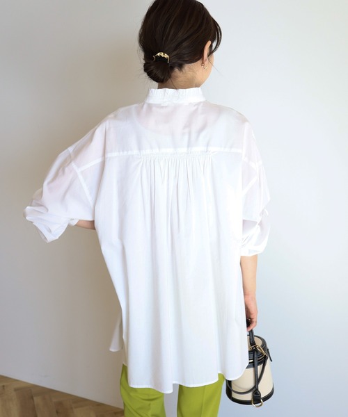 AMERICAN HOLIC(アメリカンホリック)の「サラックール/UVカットフリルシャツチュニック(チュニック・レディース・ブラック/オフホワイト/ストライプ・M/L)」の7枚目の写真